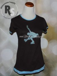Ice Skater Shirt in BROWN & BLUE with rhinestones