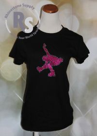 Ice Skater T shirt in Glitter PINK with rhinestones