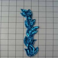 Turquoise Beaded & Sequin Applique - Single - 8.5" x 2"