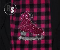 Fleece scarf with FIGURE SKATE in GLITTER and Rhinestones