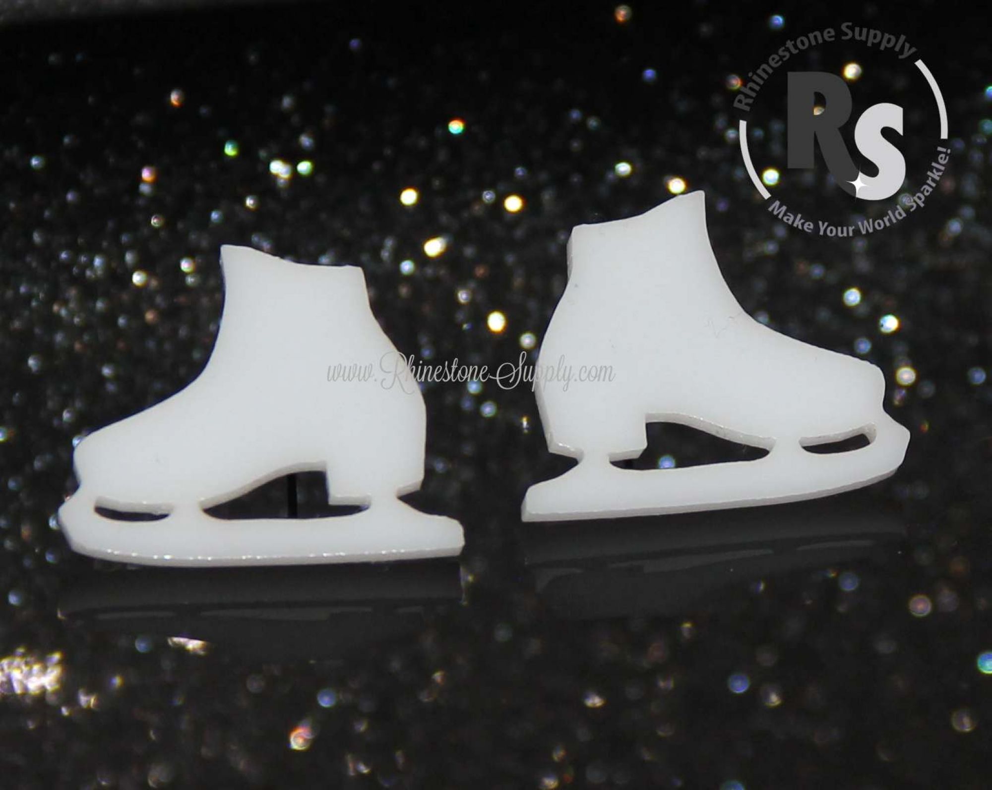 ICE SKATE Earrings - Acrylic in choice of Black or White