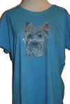 Rhinestone Westie Dog Face T Shirt - XL