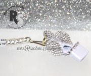 WHISTLE - PEARL White with CRYSTAL Rhinestones & Lanyard
